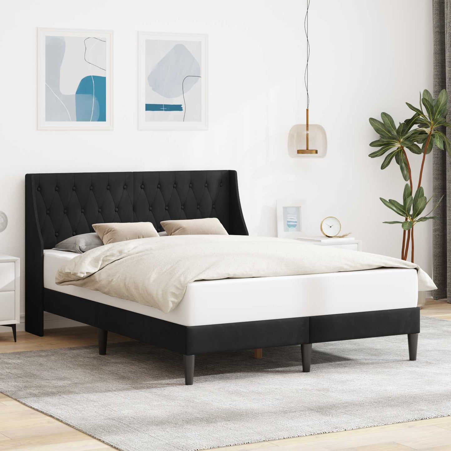 Bedframe met hoofdeinde Zwart 120 x 190 cm Fluweel