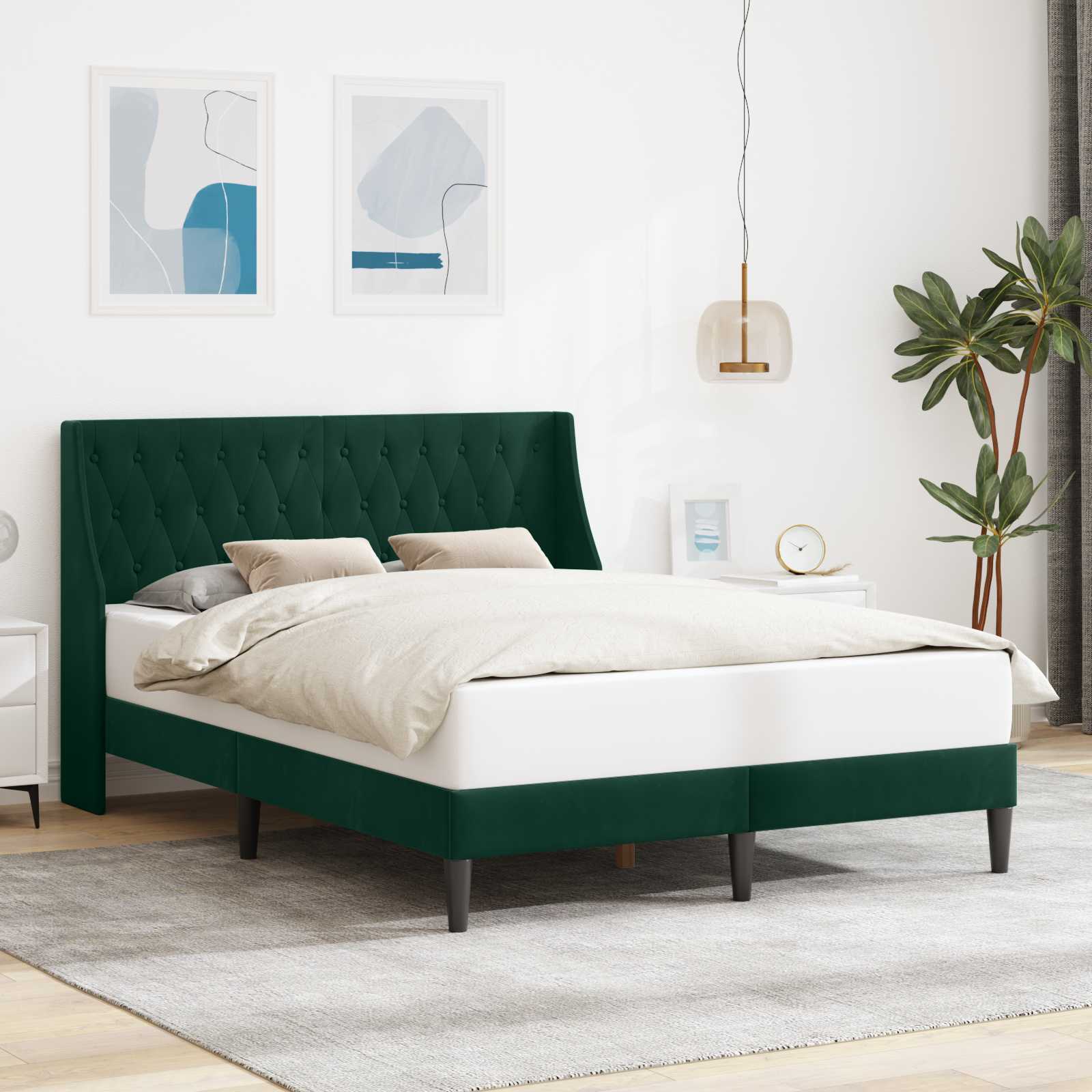 Bedframe met hoofdeinde Donkergroen 120 x 200 cm Fluweel