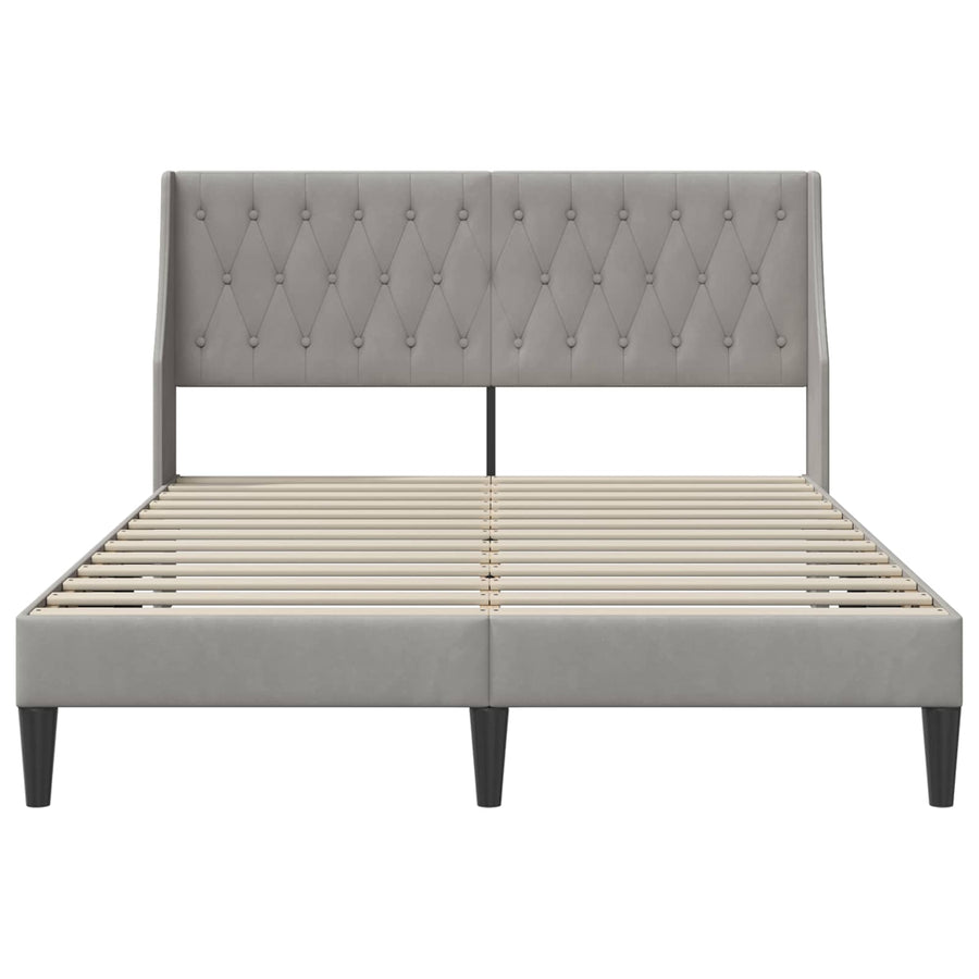 Bedframe met hoofdeinde Lichtgrijs 140 x 190 cm Fluweel