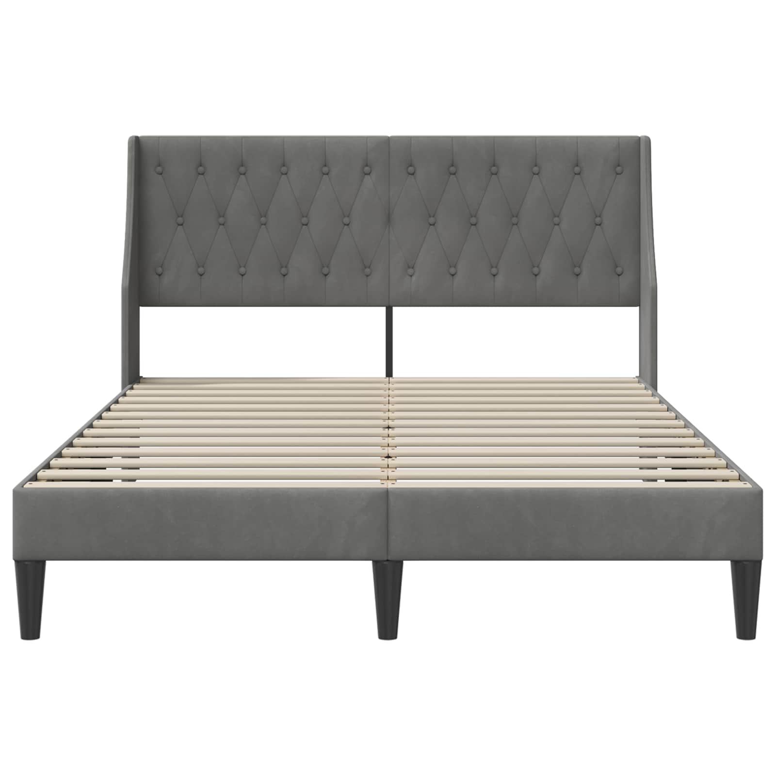 Bedframe met hoofdeinde Donkergrijs 140 x 190 cm Fluweel