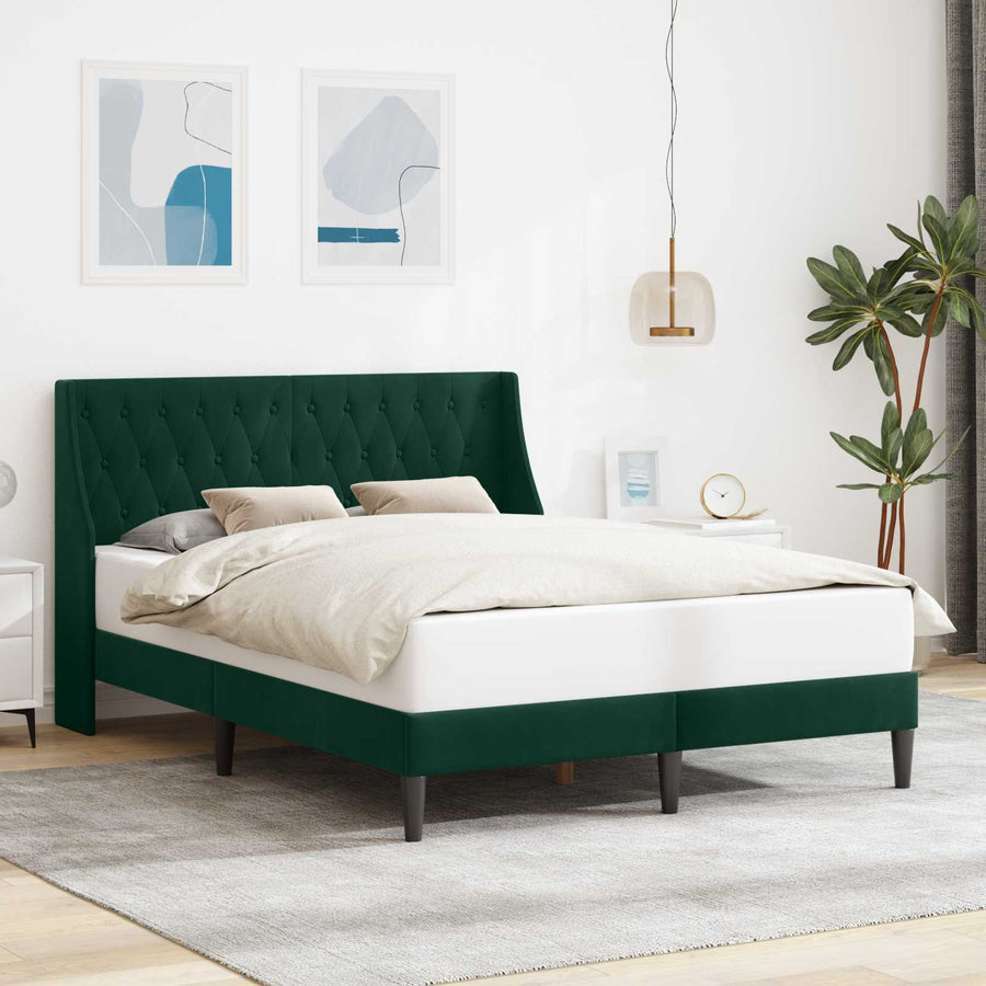 Bedframe met hoofdeinde Donkergroen 140 x 190 cm Fluweel