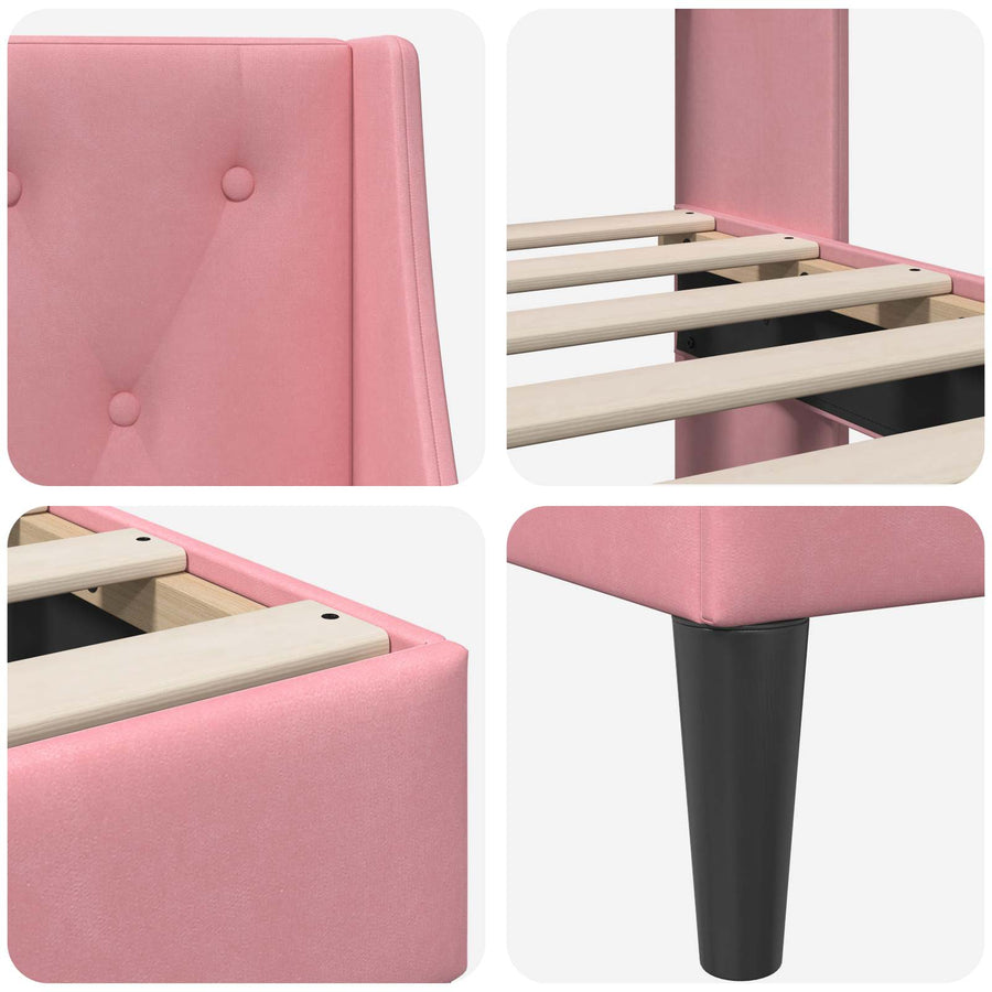 Bedframe met hoofdeinde Roze 140 x 190 cm Fluweel