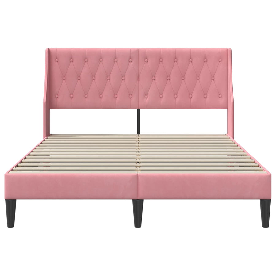 Bedframe met hoofdeinde Roze 140 x 190 cm Fluweel