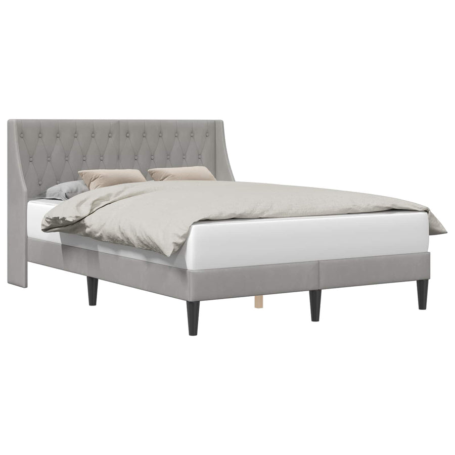 Bedframe met hoofdeinde Lichtgrijs 140 x 200 cm Fluweel