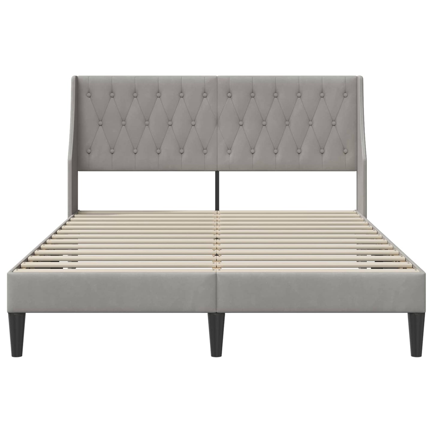 Bedframe met hoofdeinde Lichtgrijs 140 x 200 cm Fluweel