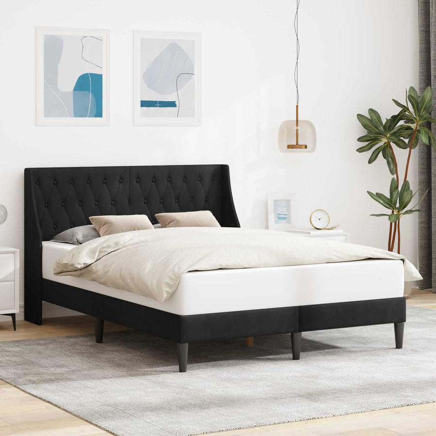 Bedframe met hoofdeinde Zwart 140 x 200 cm Fluweel