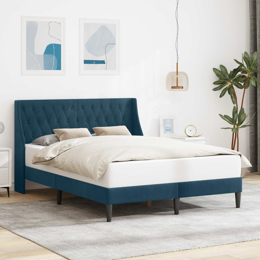 Bedframe met hoofdeinde Blauw 140 x 200 cm Fluweel
