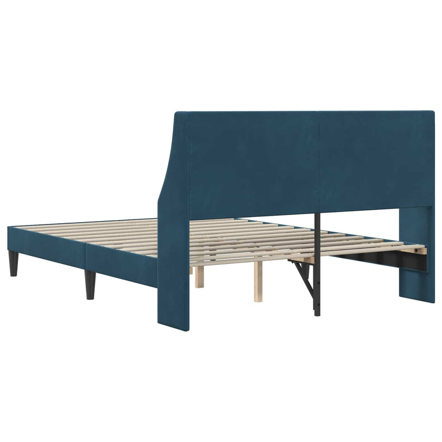 Bedframe met hoofdeinde Blauw 140 x 200 cm Fluweel