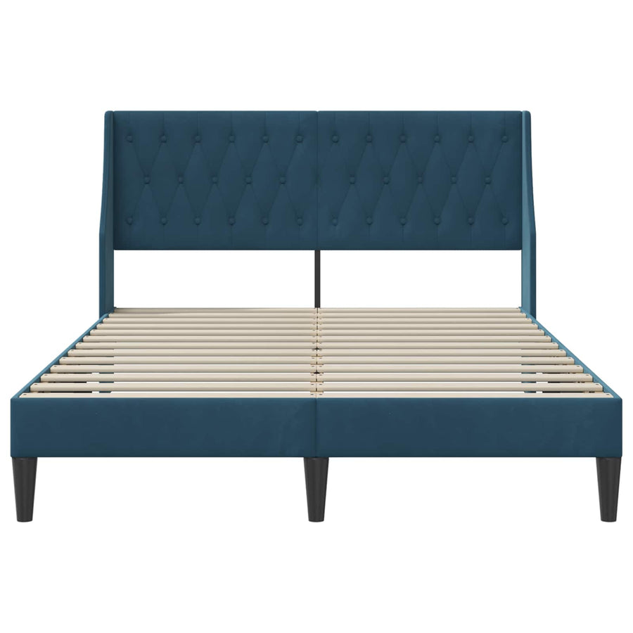 Bedframe met hoofdeinde Blauw 140 x 200 cm Fluweel