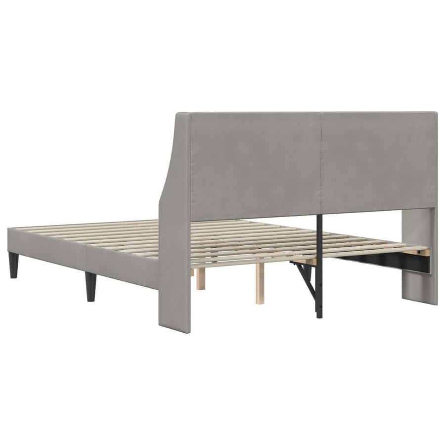 Bedframe met hoofdeinde Lichtgrijs 160 x 200 cm Fluweel
