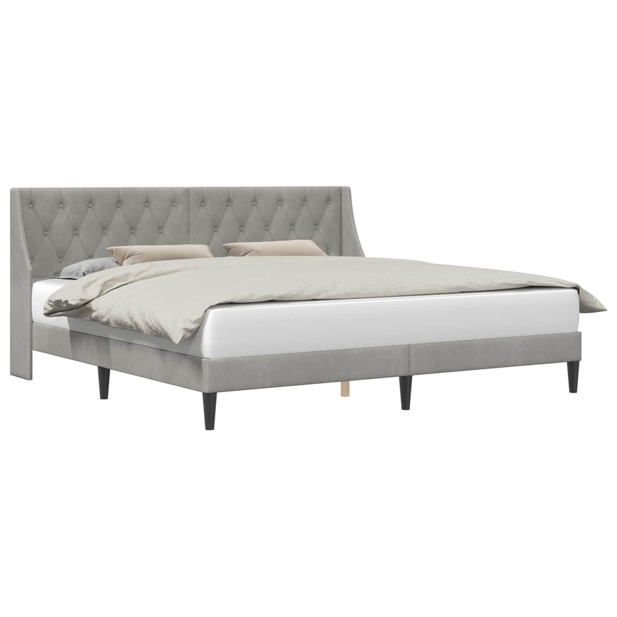 Bedframe met hoofdeinde Lichtgrijs 180 x 200 cm Fluweel