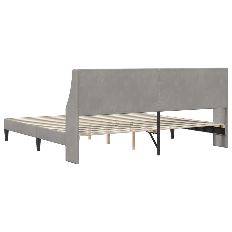 Bedframe met hoofdeinde Lichtgrijs 180 x 200 cm Fluweel