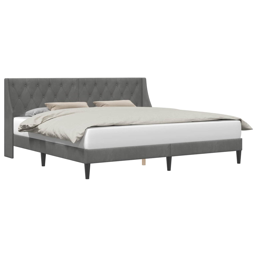 Bedframe met hoofdeinde Donkergrijs 180 x 200 cm Fluweel