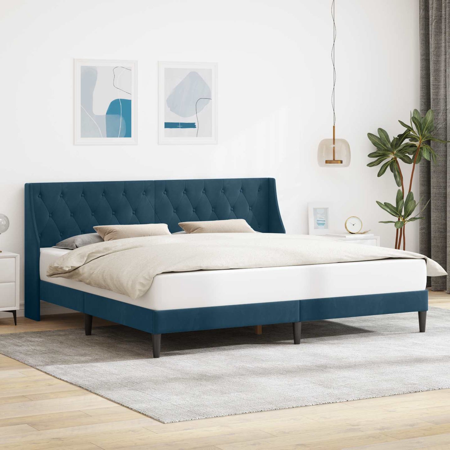 Bedframe met hoofdeinde Blauw 180 x 200 cm Fluweel