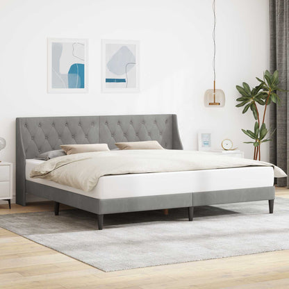 Bedframe met hoofdeinde Lichtgrijs 200 x 200 cm Fluweel