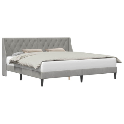 Bedframe met hoofdeinde Lichtgrijs 200 x 200 cm Fluweel