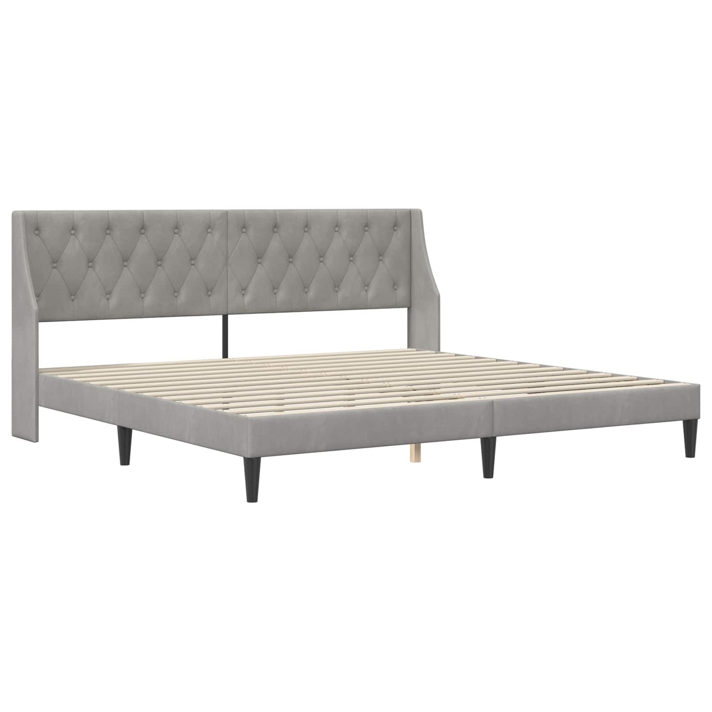 Bedframe met hoofdeinde Lichtgrijs 200 x 200 cm Fluweel