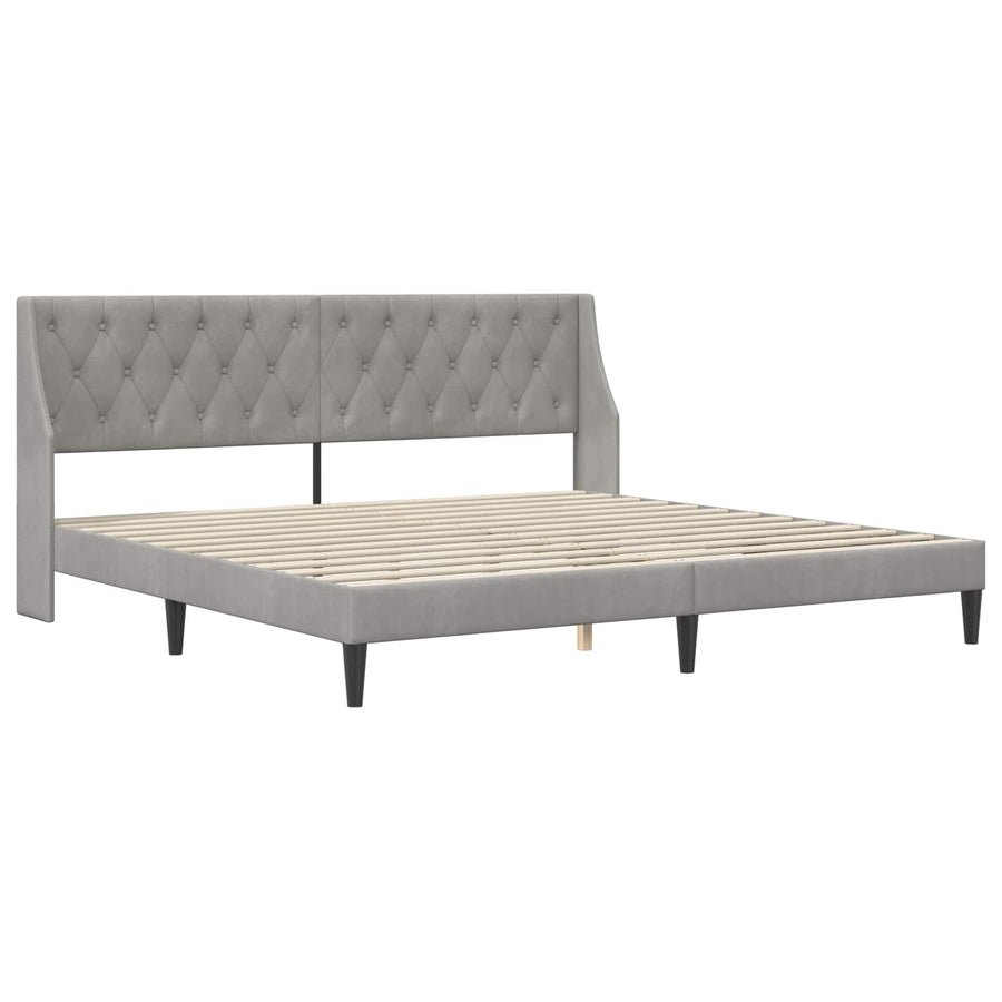 Bedframe met hoofdeinde Lichtgrijs 200 x 200 cm Fluweel