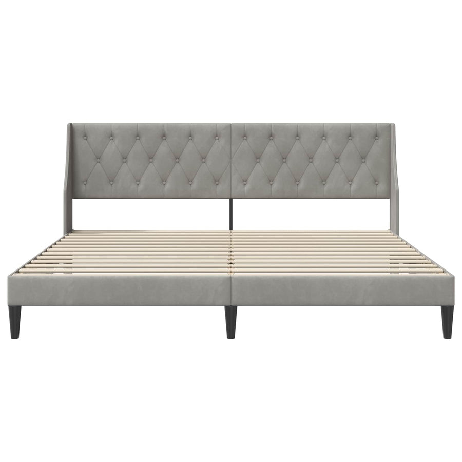 Bedframe met hoofdeinde Lichtgrijs 200 x 200 cm Fluweel