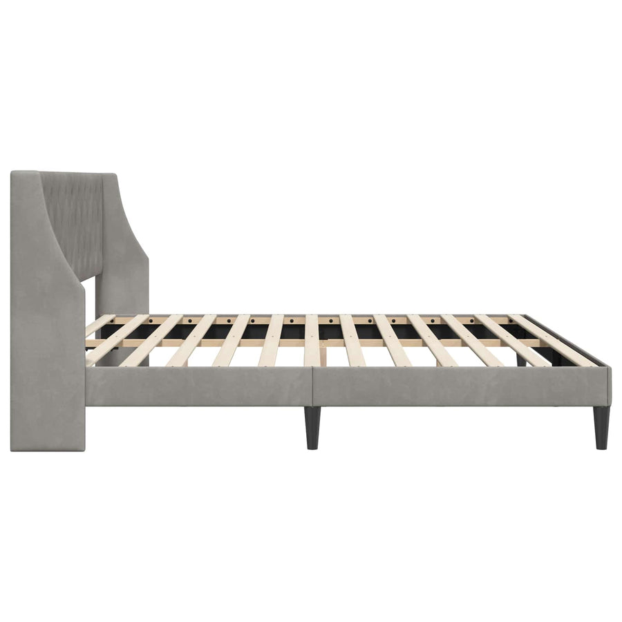Bedframe met hoofdeinde Lichtgrijs 200 x 200 cm Fluweel