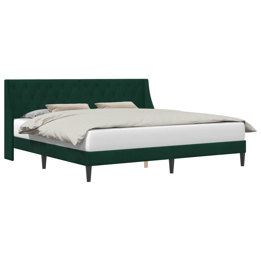 Bedframe met hoofdeinde Donkergroen 200 x 200 cm Fluweel
