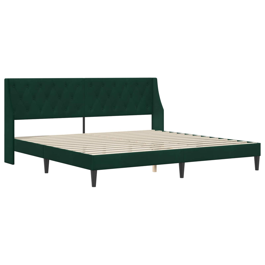 Bedframe met hoofdeinde Donkergroen 200 x 200 cm Fluweel