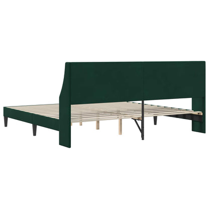 Bedframe met hoofdeinde Donkergroen 200 x 200 cm Fluweel
