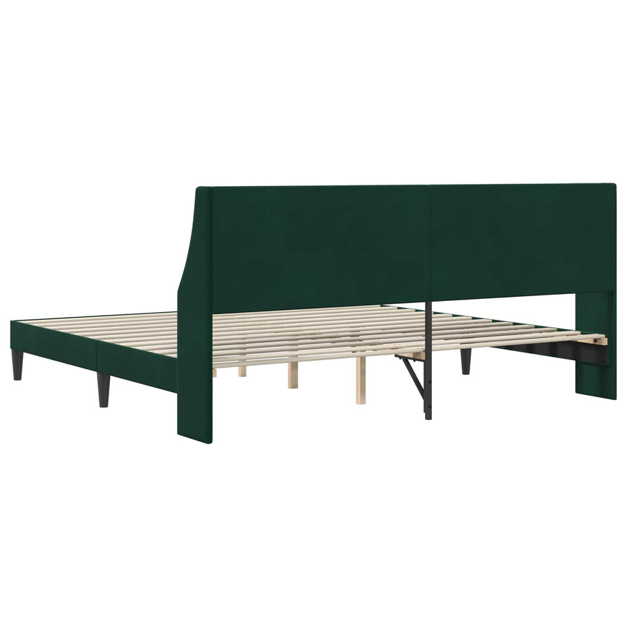 Bedframe met hoofdeinde Donkergroen 200 x 200 cm Fluweel