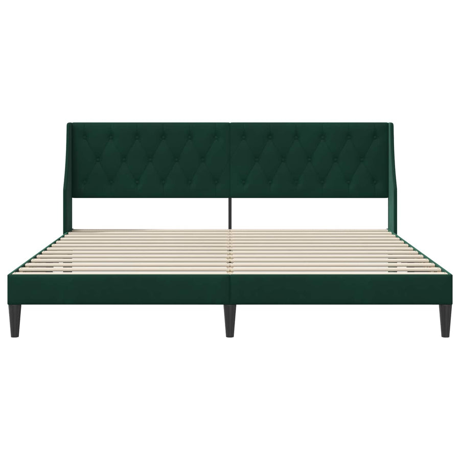 Bedframe met hoofdeinde Donkergroen 200 x 200 cm Fluweel
