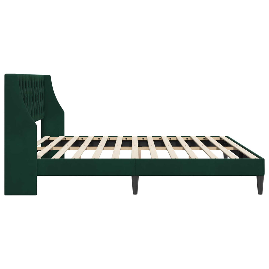 Bedframe met hoofdeinde Donkergroen 200 x 200 cm Fluweel
