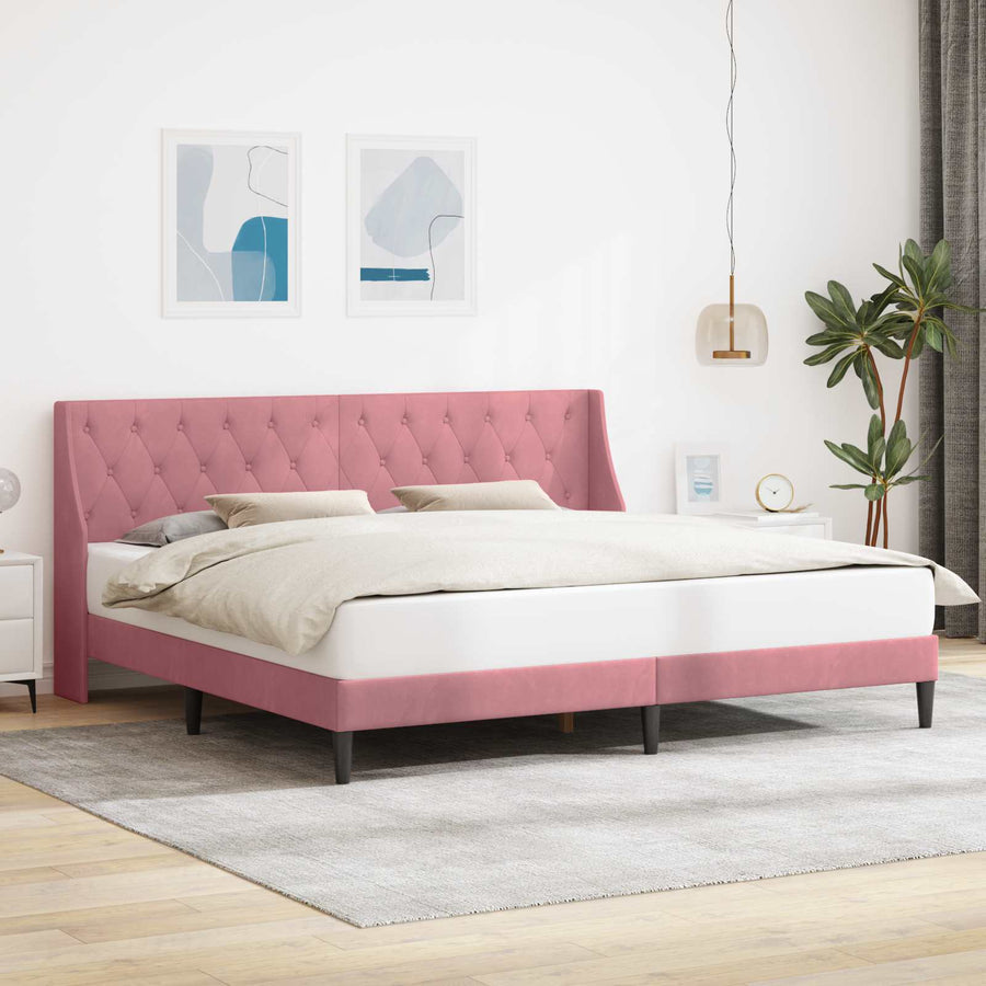 Bedframe met hoofdeinde Roze 200 x 200 cm Fluweel