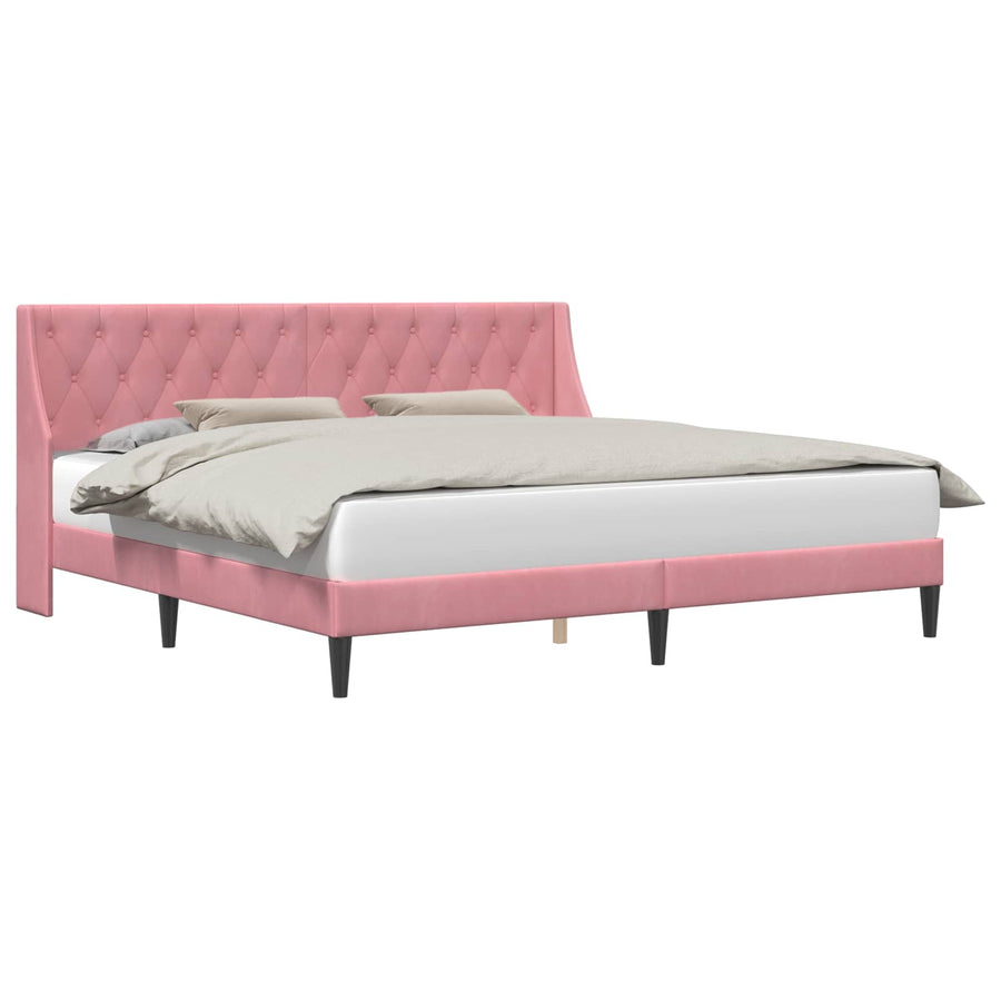 Bedframe met hoofdeinde Roze 200 x 200 cm Fluweel