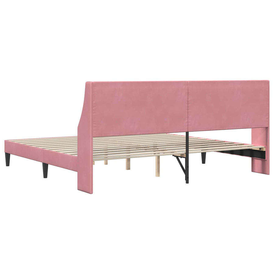 Bedframe met hoofdeinde Roze 200 x 200 cm Fluweel