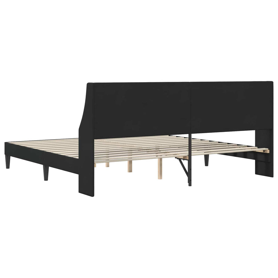 Bedframe met hoofdeinde Zwart 200 x 200 cm Fluweel