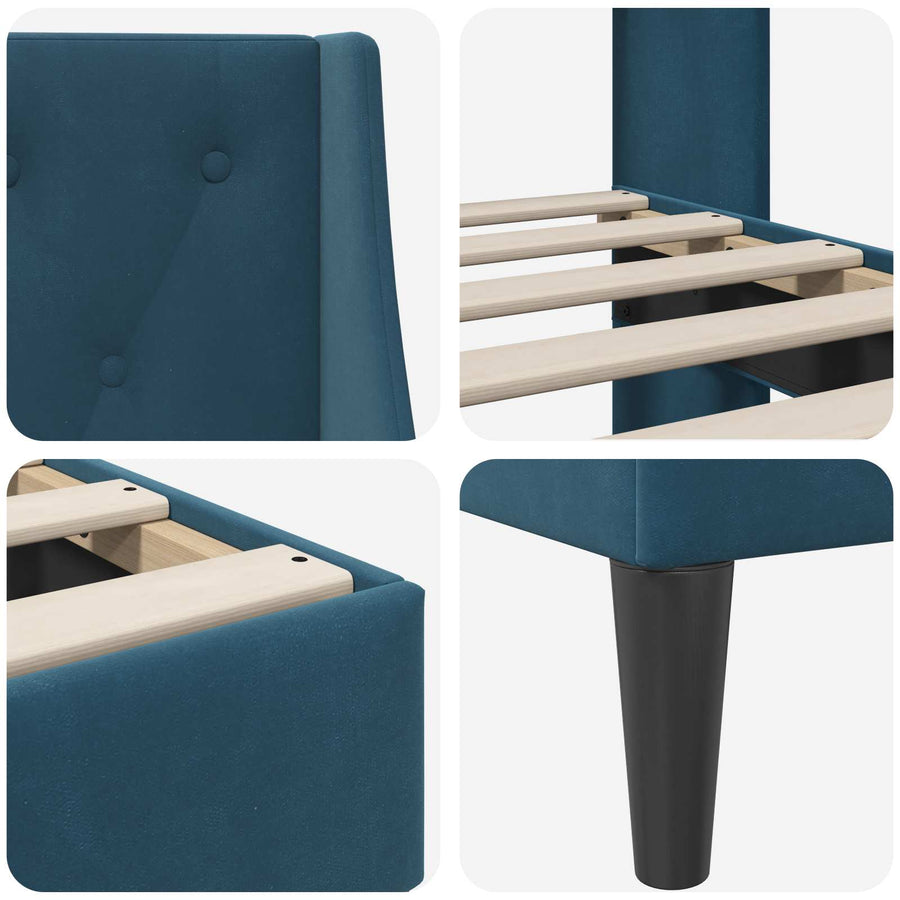Bedframe met hoofdeinde Blauw 200 x 200 cm Fluweel