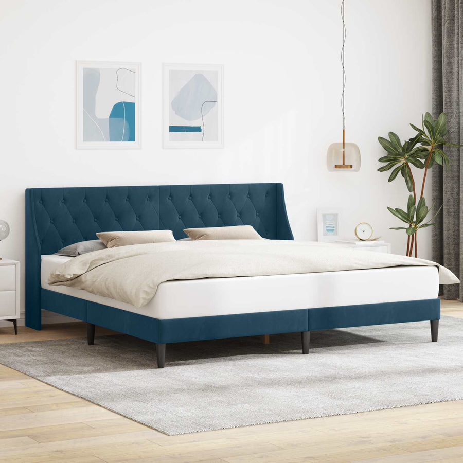 Bedframe met hoofdeinde Blauw 200 x 200 cm Fluweel