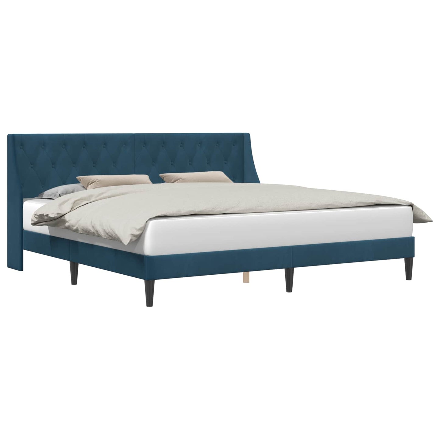 Bedframe met hoofdeinde Blauw 200 x 200 cm Fluweel