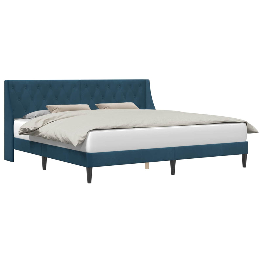 Bedframe met hoofdeinde Blauw 200 x 200 cm Fluweel