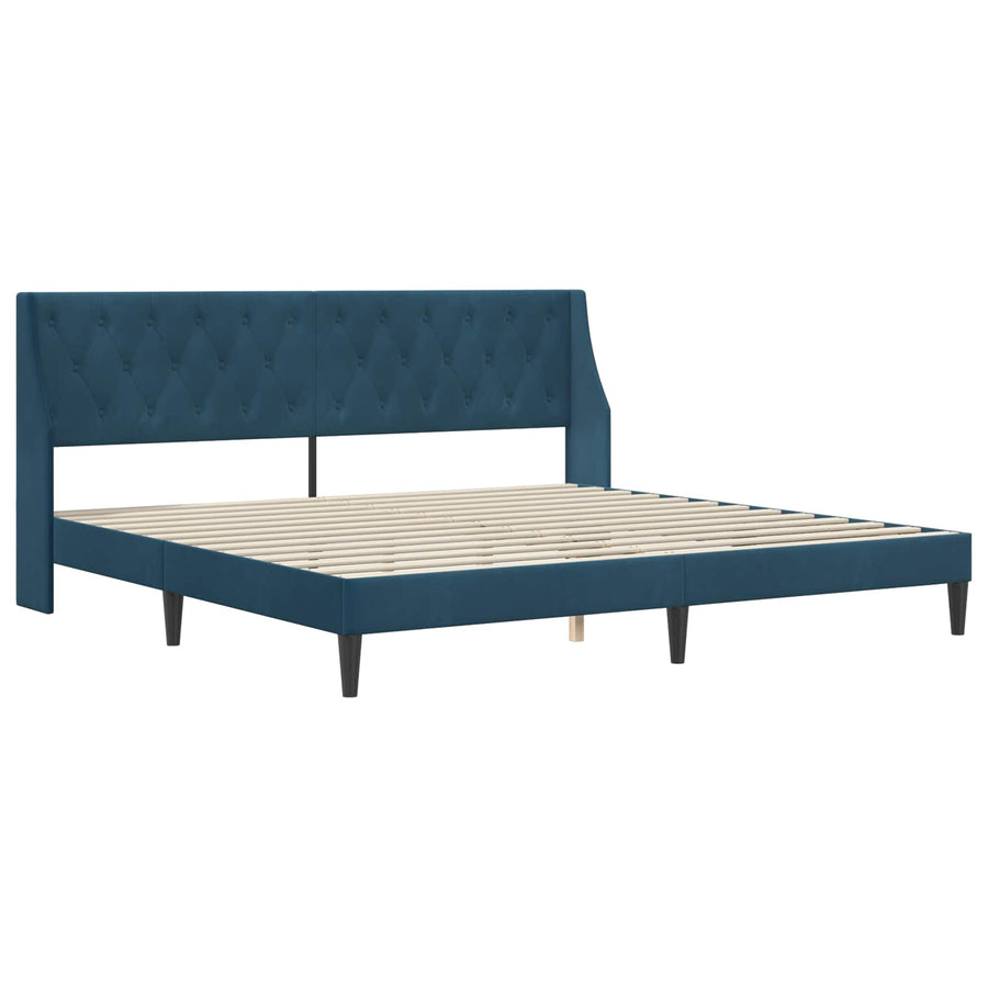 Bedframe met hoofdeinde Blauw 200 x 200 cm Fluweel