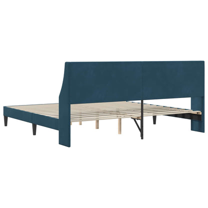 Bedframe met hoofdeinde Blauw 200 x 200 cm Fluweel