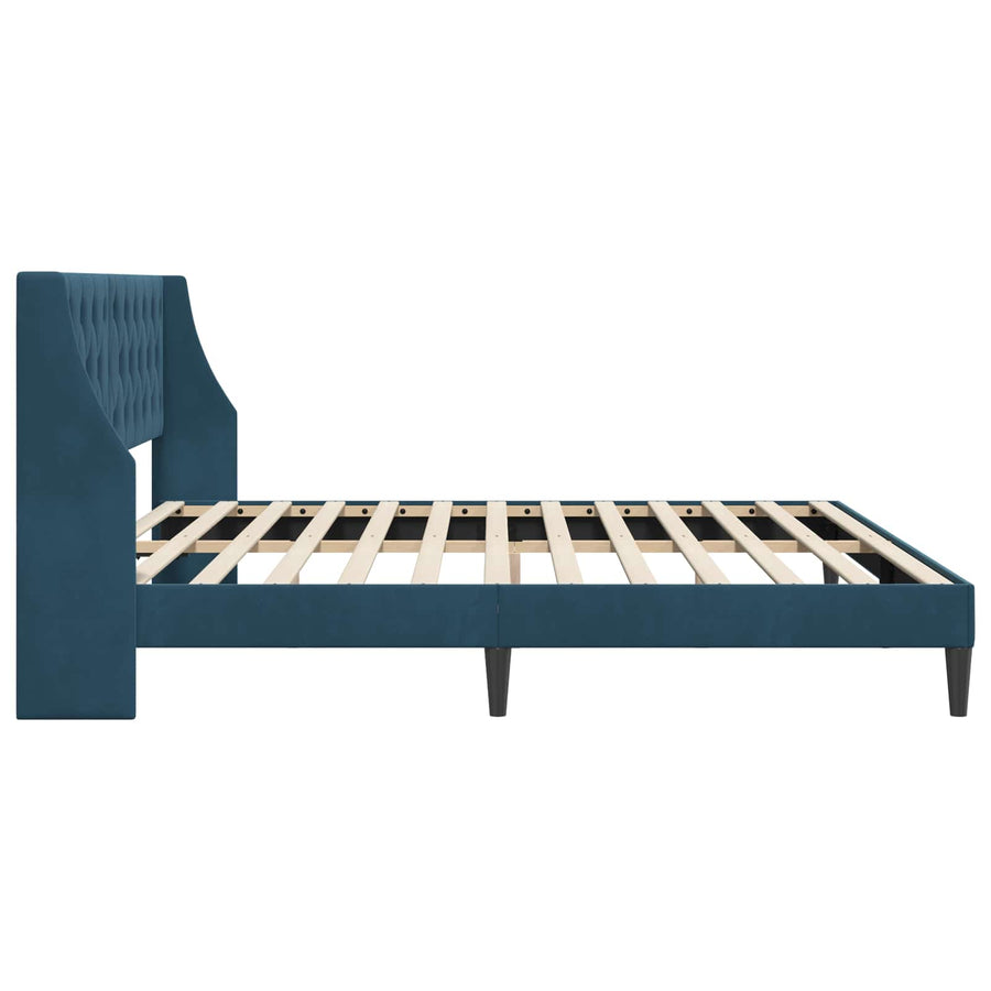 Bedframe met hoofdeinde Blauw 200 x 200 cm Fluweel