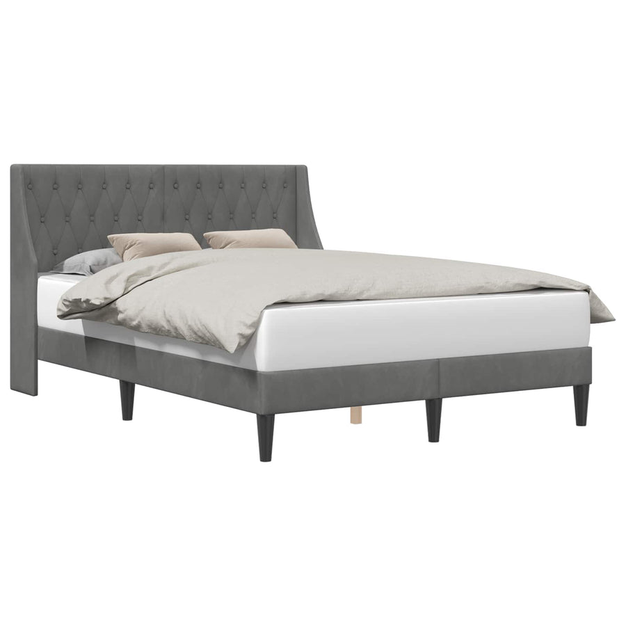 Bedframe met hoofdeinde Donkergrijs 137 x 190 cm Fluweel