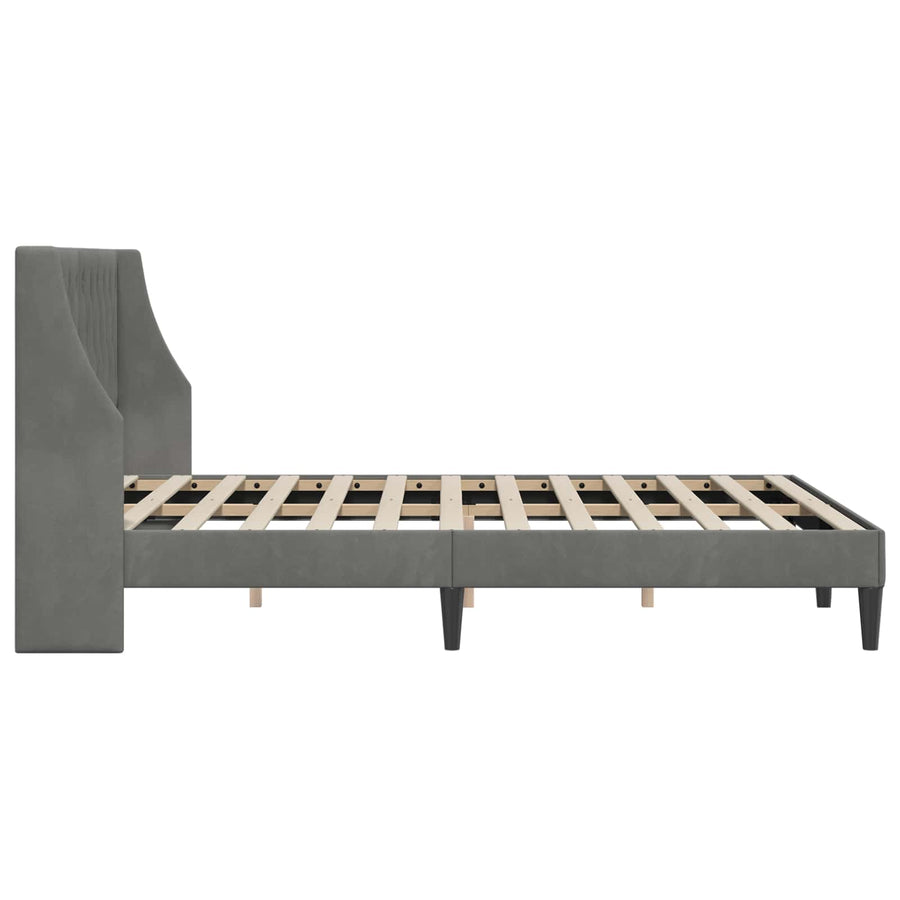 Bedframe met hoofdeinde Donkergrijs 137 x 190 cm Fluweel