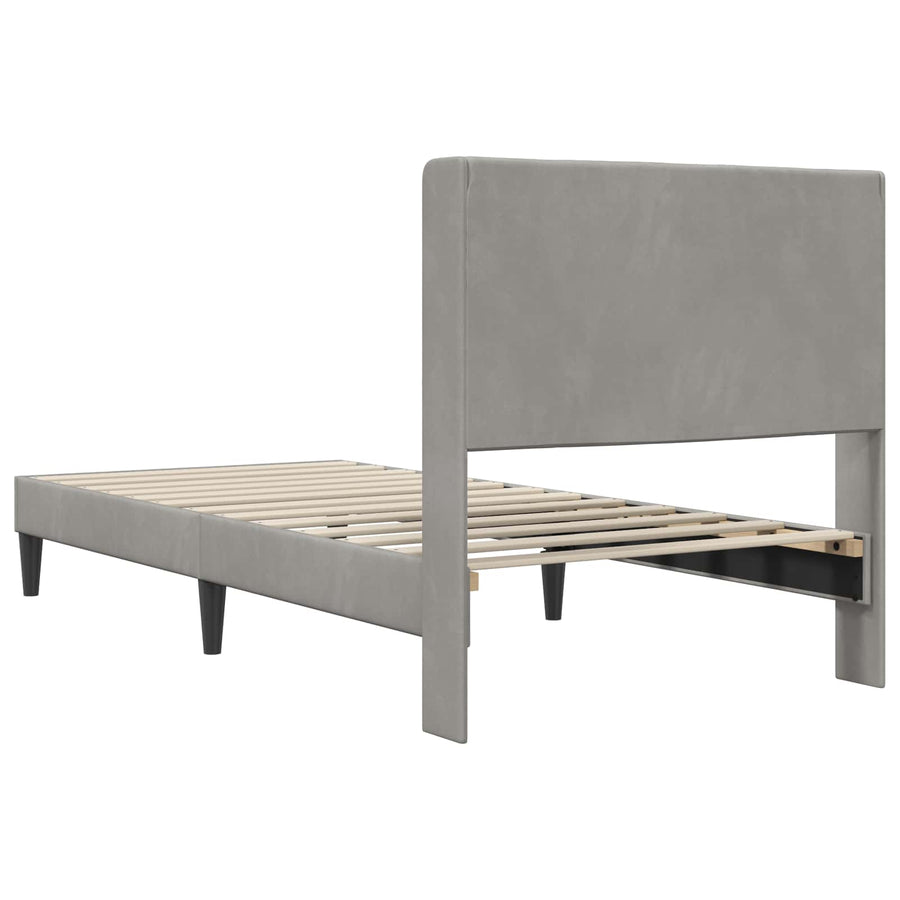 Bedframe met hoofdeinde Lichtgrijs 80 x 200 cm Fluweel