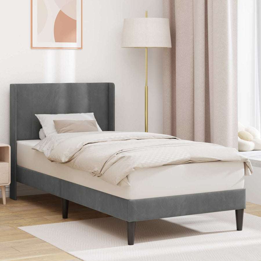 Bedframe met hoofdeinde Donkergrijs 80 x 200 cm Fluweel