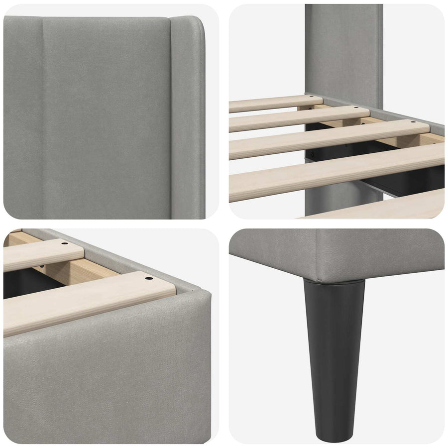 Bedframe met hoofdeinde Lichtgrijs 90 x 190 cm Fluweel