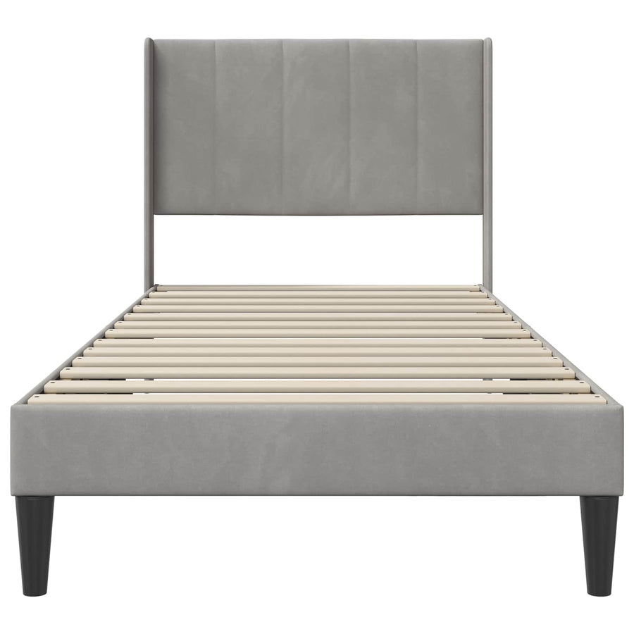 Bedframe met hoofdeinde Lichtgrijs 90 x 190 cm Fluweel