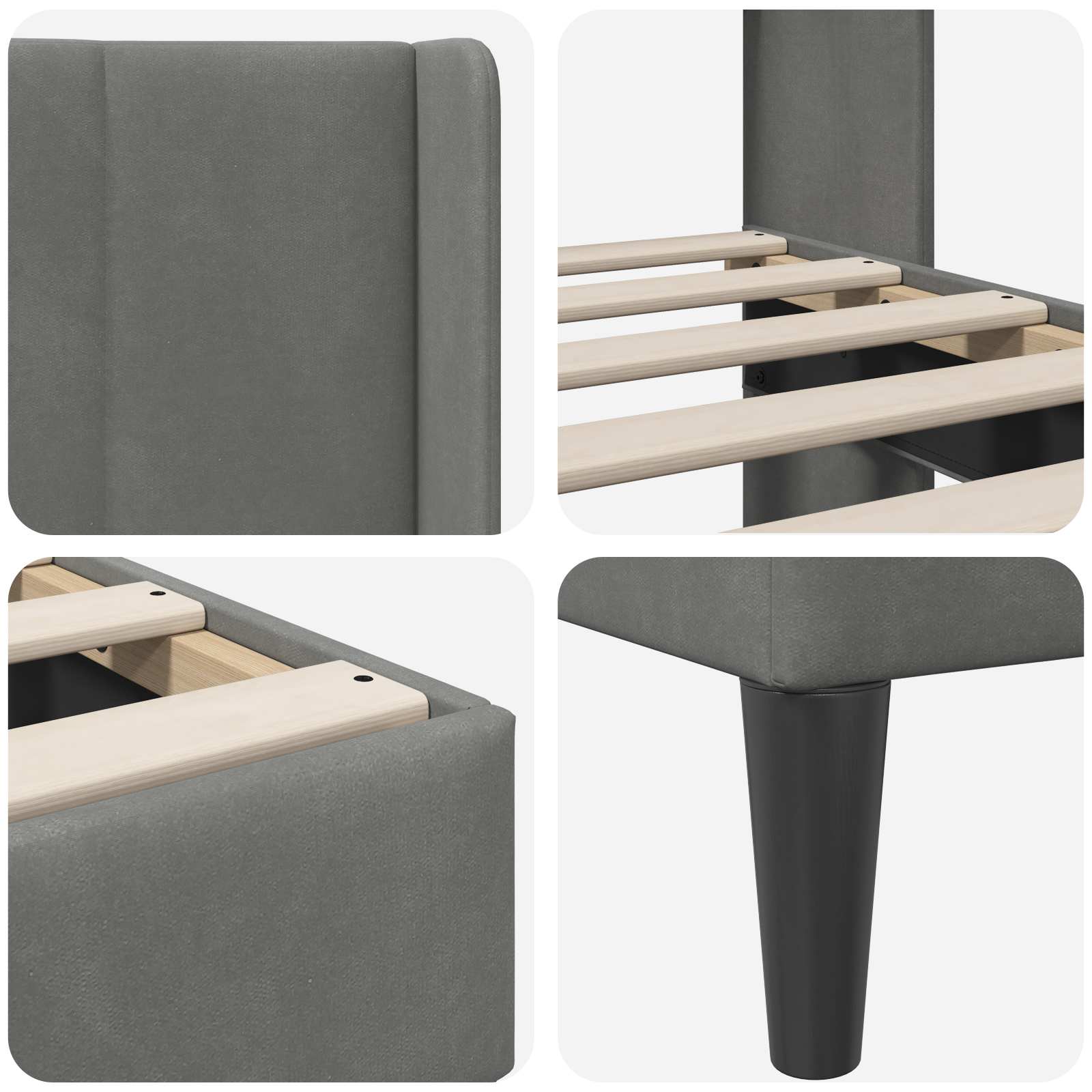 Bedframe met hoofdeinde Donkergrijs 90 x 190 cm Fluweel