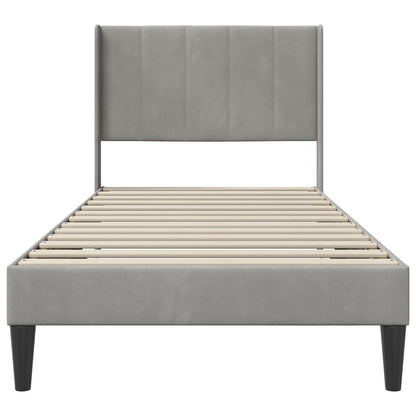 Bedframe met hoofdeinde Lichtgrijs 90 x 200 cm Fluweel