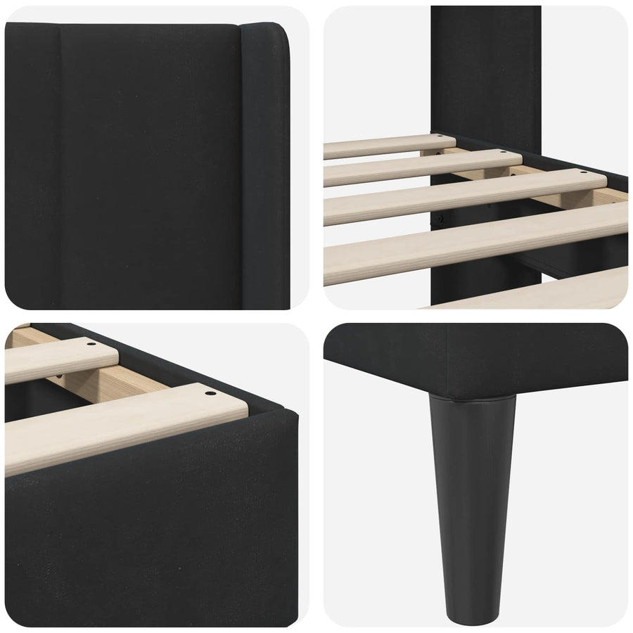 Bedframe met hoofdeinde Zwart 90 x 200 cm Fluweel